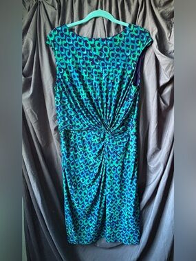 Lauren by Ralph Lauren Blue and Green Midi Dress Stretch